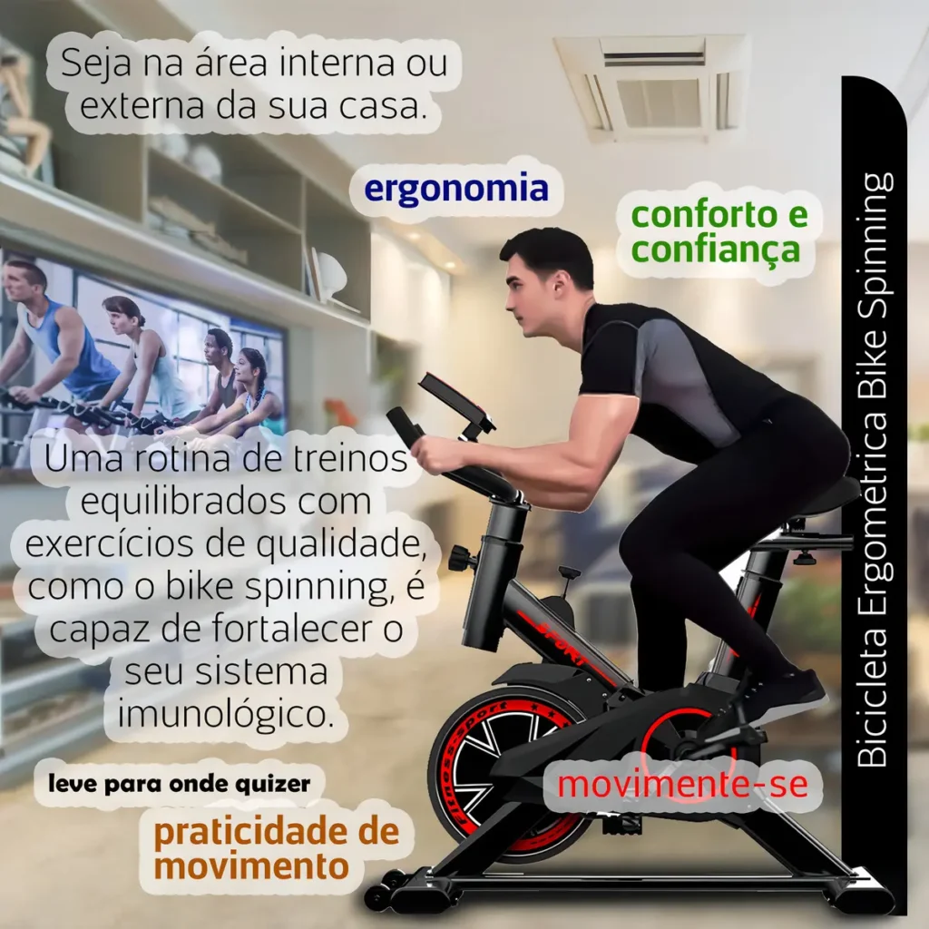 Bicicleta Ergométrica Spinning Fitness Sport Inércia 8kg